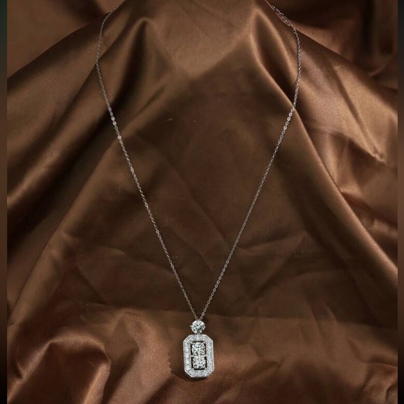 NWOT Sterling Silver  3 x 1 CT Moissanite Necklace 16” to 18” GRA Certified - Picture 6 of 7